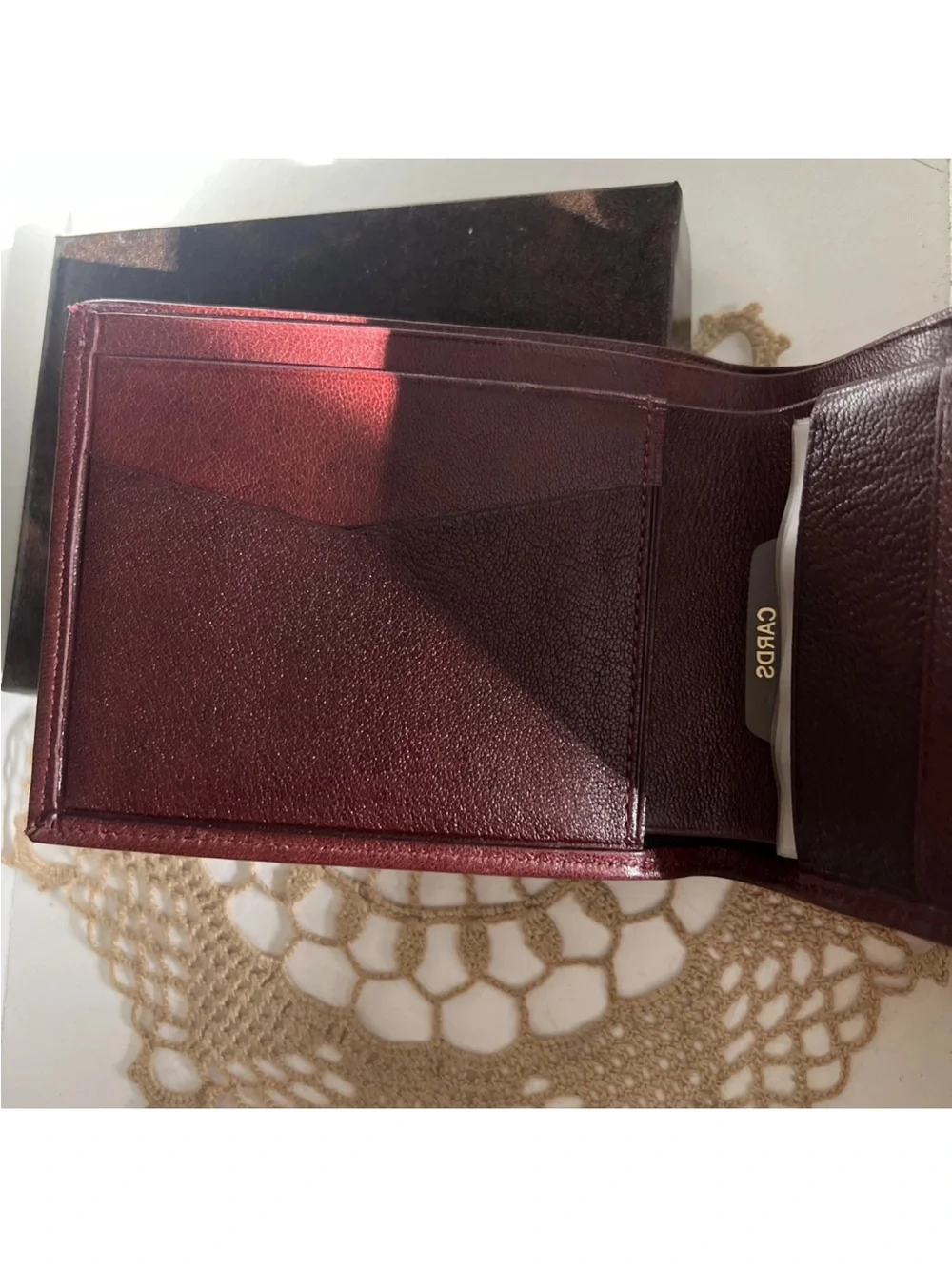 Vintage NOS Etienne Aigner Brown Leather Bifold Wallet 4x3 Credit Card Case, Box